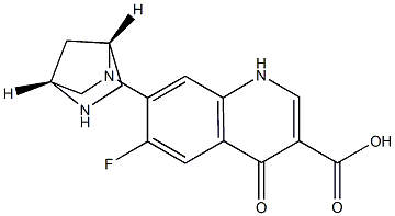6-Fluoro-1,4-dihydro-4-oxo-7-[(1R,4R)-2,5-diazabicyclo[2.2.1]heptan-2-yl]quinoline-3-carboxylic acid Struktur