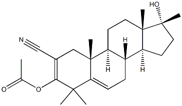 (17R)-2-Cyano-4,4,17-trimethylandrosta-2,5-diene-3,17-diol 3-acetate 结构式