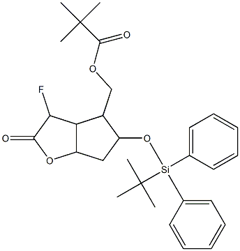 Hexahydro-3-fluoro-4-[(pivaloyloxy)methyl]-5-(tert-butyldiphenylsilyloxy)-2H-cyclopenta[b]furan-2-one,,结构式