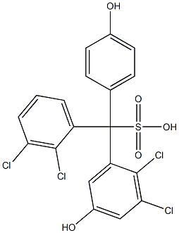 (2,3-ジクロロフェニル)(2,3-ジクロロ-5-ヒドロキシフェニル)(4-ヒドロキシフェニル)メタンスルホン酸 化学構造式