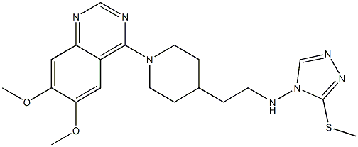 4-[2-[1-(6,7-ジメトキシキナゾリン-4-イル)ピペリジン-4-イル]エチル]アミノ-3-メチルチオ-4H-1,2,4-トリアゾール 化学構造式
