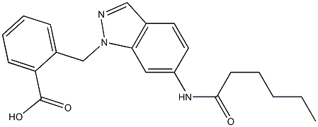 2-(6-Hexanoylamino-1H-indazol-1-ylmethyl)benzoic acid Structure