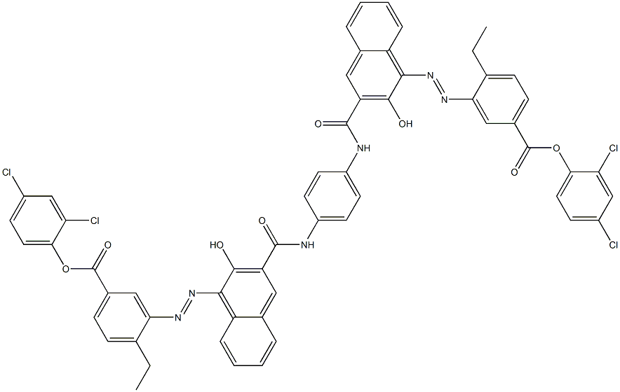1,4-Bis[1-[[2-ethyl-5-(2,4-dichlorophenoxycarbonyl)phenyl]azo]-2-hydroxy-3-naphthoylamino]benzene Structure