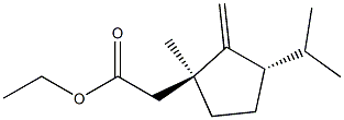 2-[(1S,3S)-1-Methyl-2-methylene-3-isopropylcyclopentan-1-yl]acetic acid ethyl ester 结构式