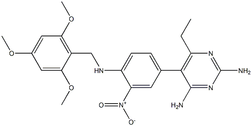 2,4-Diamino-6-ethyl-5-(3-nitro-4-[(2,4,6-trimethoxybenzyl)amino]phenyl)pyrimidine Structure