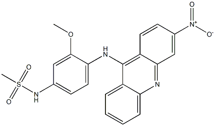 N-[3-メトキシ-4-[(3-ニトロアクリジン-9-イル)アミノ]フェニル]メタンスルホンアミド 化学構造式