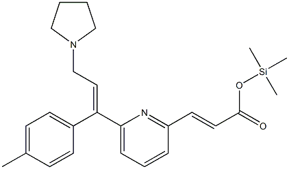 (E)-3-[6-[(E)-1-(4-メチルフェニル)-3-(1-ピロリジニル)-1-プロペニル]-2-ピリジニル]プロペン酸トリメチルシリル 化学構造式