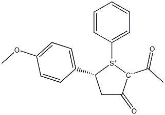 (5R)-2-Acetyl-5-(p-methoxyphenyl)-1-phenyl-3-oxo-2,3,4,5-tetrahydrothiophen-1-ium-2-ide Structure