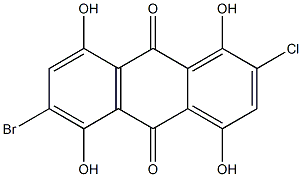 6-ブロモ-2-クロロ-1,4,5,8-テトラヒドロキシアントラキノン 化学構造式