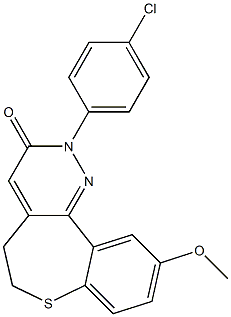 10-Methoxy-2-(4-chlorophenyl)-5,6-dihydro[1]benzothiepino[5,4-c]pyridazin-3(2H)-one Struktur