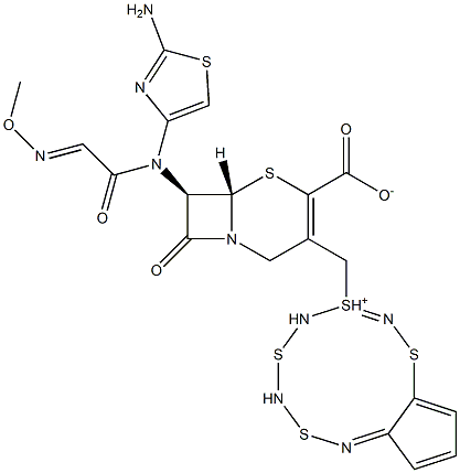 (7R)-7-[(2-Amino-4-thiazolyl)(methoxyimino)acetylamino]-3-[[[(5,6-dihydro-4H-cyclopentathiazol)-3-ium]-3-yl]methyl]cepham-3-ene-4-carboxylic acid Struktur