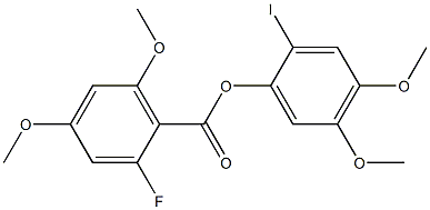 2-Fluoro-4,6-dimethoxybenzoic acid 2-iodo-4,5-dimethoxyphenyl ester Structure