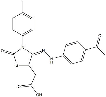 4-[2-(p-Acetylphenyl)hydrazono]-2-oxo-3-(p-tolyl)-5-thiazolidineacetic acid Struktur