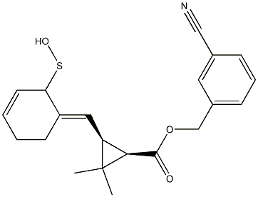 (1R,3S)-2,2-Dimethyl-3-[[(3E)-2,3,4,5-tetrahydro-2-oxothiophen]-3-ylidenemethyl]cyclopropane-1-carboxylic acid-3-cyanobenzyl ester Struktur
