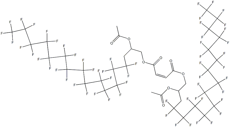Maleic acid bis(2-acetyloxy-4,4,5,5,6,6,7,7,8,8,9,9,10,10,11,11,12,12,13,13,14,14,15,15,16,16,17,17,17-nonacosafluoroheptadecyl) ester Struktur