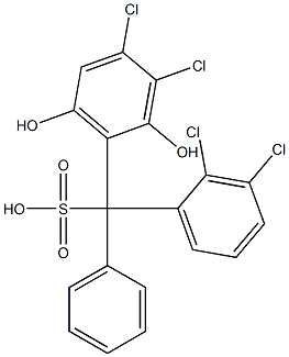 (2,3-ジクロロフェニル)(3,4-ジクロロ-2,6-ジヒドロキシフェニル)フェニルメタンスルホン酸 化学構造式