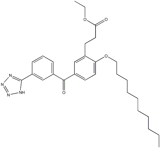 2-(Decyloxy)-5-[3-(1H-tetrazol-5-yl)benzoyl]benzenepropanoic acid ethyl ester Struktur
