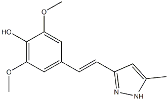 4-[(E)-2-(5-Methyl-1H-pyrazol-3-yl)ethenyl]-2,6-dimethoxyphenol 结构式