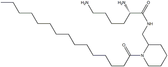 (2S)-2,6-ジアミノ-N-[(1-ペンタデカノイル-2-ピペリジニル)メチル]ヘキサンアミド 化学構造式