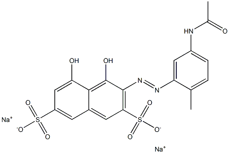 3-[(5-アセチルアミノ-2-メチルフェニル)アゾ]-4,5-ジヒドロキシナフタレン-2,7-ジスルホン酸二ナトリウム 化学構造式
