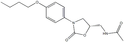 (5S)-5-Acetylaminomethyl-3-[4-butoxyphenyl]oxazolidin-2-one Struktur
