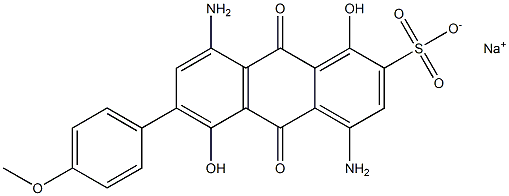 4,8-Diamino-1,5-dihydroxy-6-(p-methoxyphenyl)-9,10-dihydro-9,10-dioxoanthracene-2-sulfonic acid sodium salt Struktur