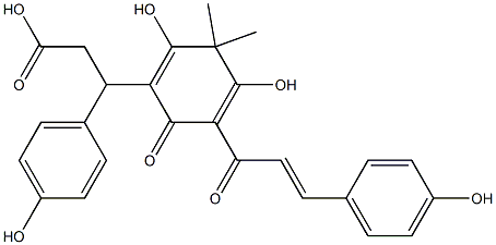 3-[2,4-ジヒドロキシ-3,3-ジメチル-5-[(E)-4-ヒドロキシシンナモイル]-6-オキソ-1,4-シクロヘキサジエニル]-3-(4-ヒドロキシフェニル)プロピオン酸 化学構造式
