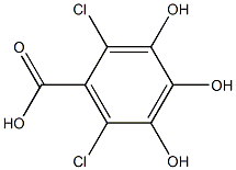 2,6-ジクロロ-3,4,5-トリヒドロキシ安息香酸 化学構造式