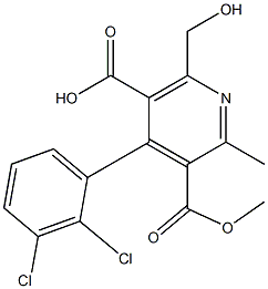 4-(2,3-Dichlorophenyl)-2-methyl-6-hydroxymethyl-3-methoxycarbonyl-5-pyridinecarboxylic acid 结构式