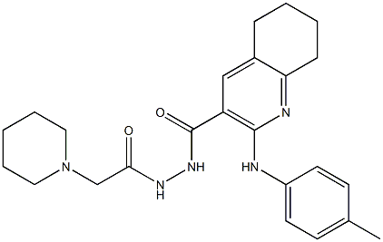 N'-[2-ピペリジノアセチル]-2-[(4-メチルフェニル)アミノ]-5,6,7,8-テトラヒドロキノリン-3-カルボヒドラジド 化学構造式