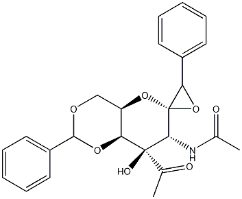 2-Acetamido-3-acetyl-4.6-di-O-benzylidene-2-deoxy-alpha-D-galactopyranose, , 结构式