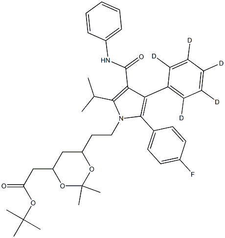 (6-(2-[3-(N-PHENYLCARBAMOYL)-5-(4-FLUORO-PHENYL)-2-ISOPROPYL-4-PHENYL-D5-PYRROL-1-YL]-ETHYL)-2,2-DIMETHYL-[1,3]-DIOXANE-4-YL)-ACETIC ACID, TERT-BUTYL ESTER Structure