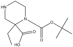 1-tert-butyl 2-ethyl piperazine-1,2-dicarboxylate Struktur