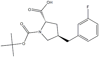 反式-N-BOC-4-(3-氟苄基)-L-脯氨酸,,结构式