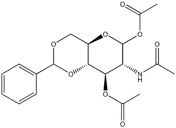 2-乙酰氨基-1,3-二-O-乙酰基-4,6-O-亚苄基-2-脱氧D-D-吡喃葡萄糖, , 结构式