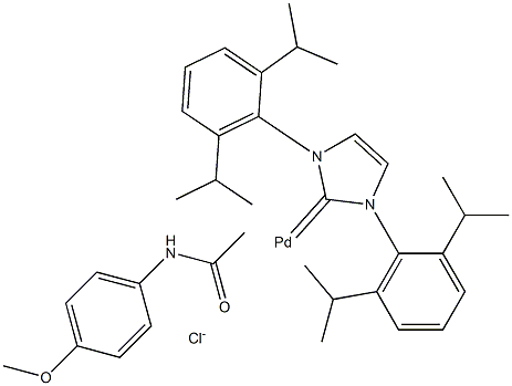 [1,3-bis(2,6-diisopropylphenyl)imidazol-2-ylidene](4'-methoxyacetanilide)palladium(II) chloride Structure