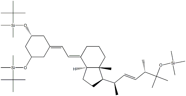 (((1R,3R)-5-(2-((1R,3aS,7aR,E)-1-((2R,5S,E)-5,6-dimethyl-6-((trimethylsilyl)oxy)hept-3-en-2-yl)-7amethyloctahydro-4H-inden-4-ylidene)ethylidene)cyclohexane-1,3-diyl)bis(oxy))bis(tertbutyldimethylsilane) Struktur