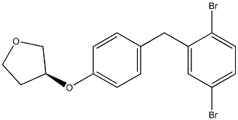 (S)-3-(4-(2,5-dibromobenzyl)phenoxy)tetrahydrofuran Struktur