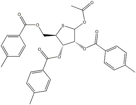 2,3,5-Tri-O-(p-toluoyl)-1-O-acetyl-4-thio-D-ribofuranose Structure