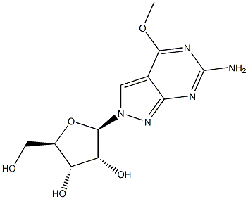 6-Amino-4-methoxy-2-(beta-D-ribofuranosyl)-2H-pyrazolo[3,4-d]pyrimidine Structure