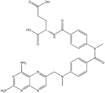 (2S)-2-(4-(4-(((2,4-diaminopteridin-6-yl)methyl)(methyl)amino)-N-methylbenzamido)benzamido)pentanedioic Acid Structure