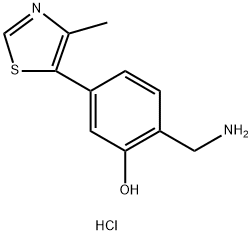 2-(aminomethyl)-5-(4-methylthiazol-5-yl)phenol hydrochloride Structure