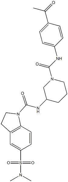 N-(1-([(4-ACETYLPHENYL)AMINO]CARBONYL)PIPERIDIN-3-YL)-5-[(DIMETHYLAMINO)SULFONYL]INDOLINE-1-CARBOXAMIDE Structure