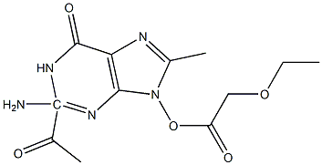 2-acetyl-9-(2-ethoxy-acetoxy)methylguanine Struktur