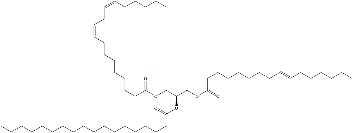 1-(9Z-hexadecenoyl)-2-octadecanoyl-3-(9Z,12Z-octadecadienoyl)-sn-glycerol Structure