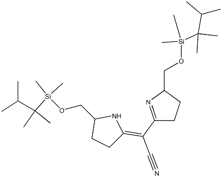 (2E)-[2-(([Dimethyl(1,1,2-trimethylpropyl)silyl]oxy)methyl)-3,4-dihydr o-2H-pyrrol-5-yl][5-(([dimethyl(1,1,2-trimethylpropyl)silyl]oxy)methyl )-2-pyrrolidinylidene]ethanenitrile Struktur