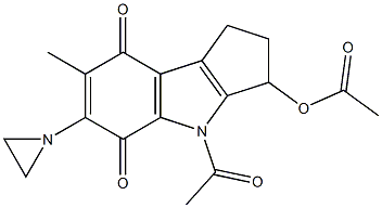 3-acetoxy-4-acetyl-6-aziridinyl-1,4-dihydro-7-methyl-(2H)-cyclopent(b)indole-5,8-dione Structure