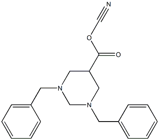 1,3-dibenzyl-5-cyanohexahydropyrimidine-5-carboxylic acid 化学構造式