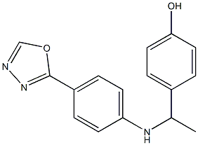 4-(1-{[4-(1,3,4-oxadiazol-2-yl)phenyl]amino}ethyl)phenol 化学構造式
