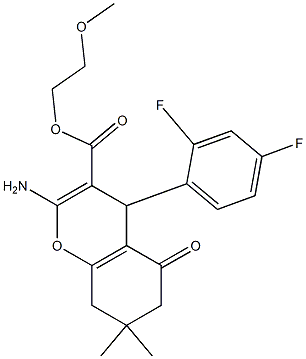 2-methoxyethyl 2-amino-4-(2,4-difluorophenyl)-7,7-dimethyl-5-oxo-5,6,7,8-tetrahydro-4H-chromene-3-carboxylate,,结构式